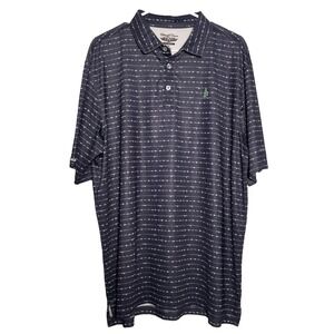 Straight Down Performance Polo Shirt Men's XL Navy Blue Fishing Print Golf